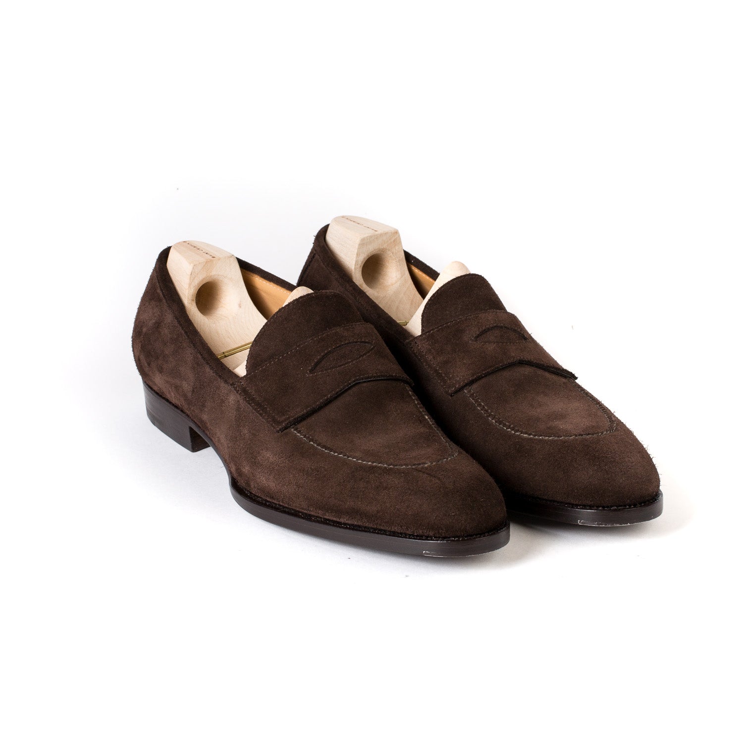Loafer "Dress Penny" aus dunkelbraunem Rauhleder - reine Handarbeit